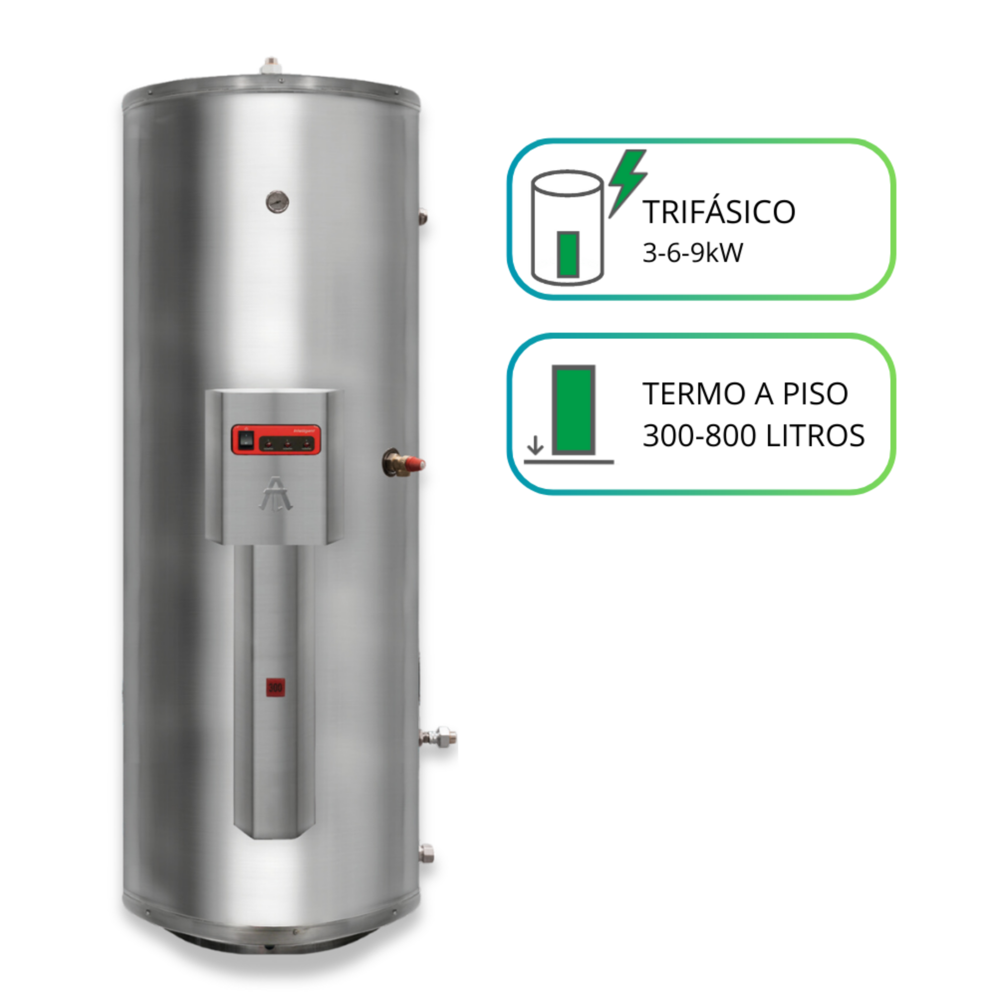 Termo Eléctrico Trotter Industrial Intelligent Sanitar 800 Lts (380V) (9,0kW) (Acero Inoxidable) 2