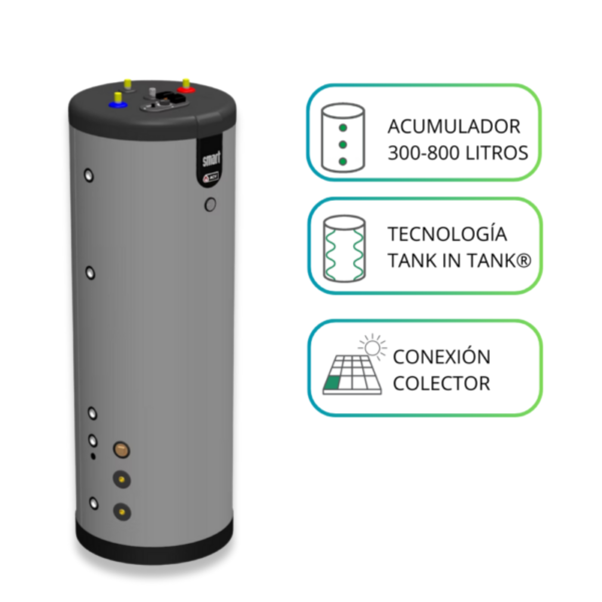 Acumulador Trotter Industrial Smart 210L (Tank in Tank) (Acero Inoxidable) 1