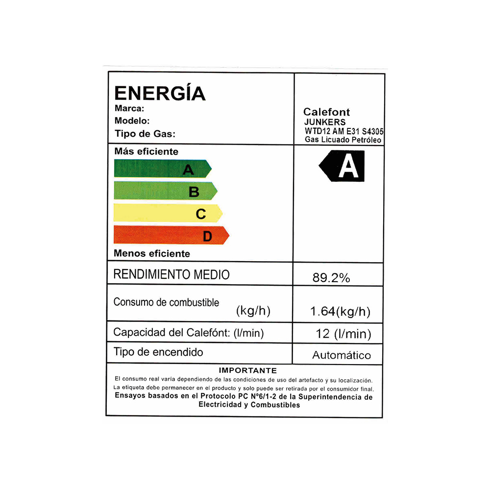 Calefon Mural a Gas Bosch HydroCompact 12 Lts (Gas Licuado) (Tiro Forzado) 3