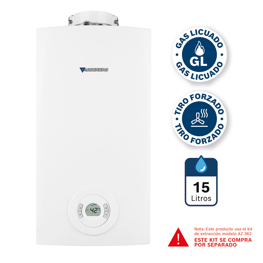 Calefon Mural a Gas Bosch HydroCompact 15 Lts (Gas Licuado) (Tiro Forzado) 2