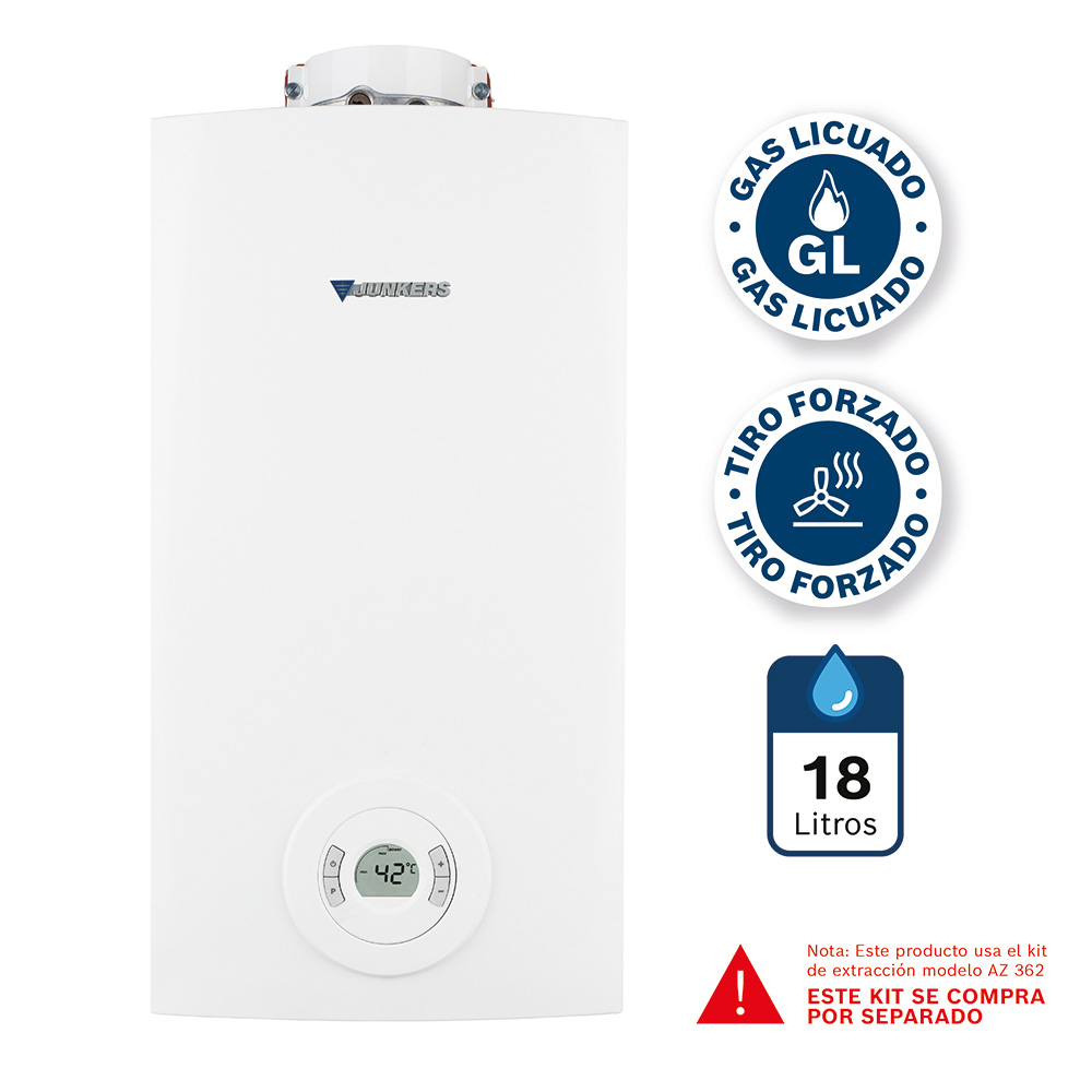 Calefon Mural a Gas Bosch HydroCompact 18 Lts (Gas Licuado) (Tiro Forzado) 2