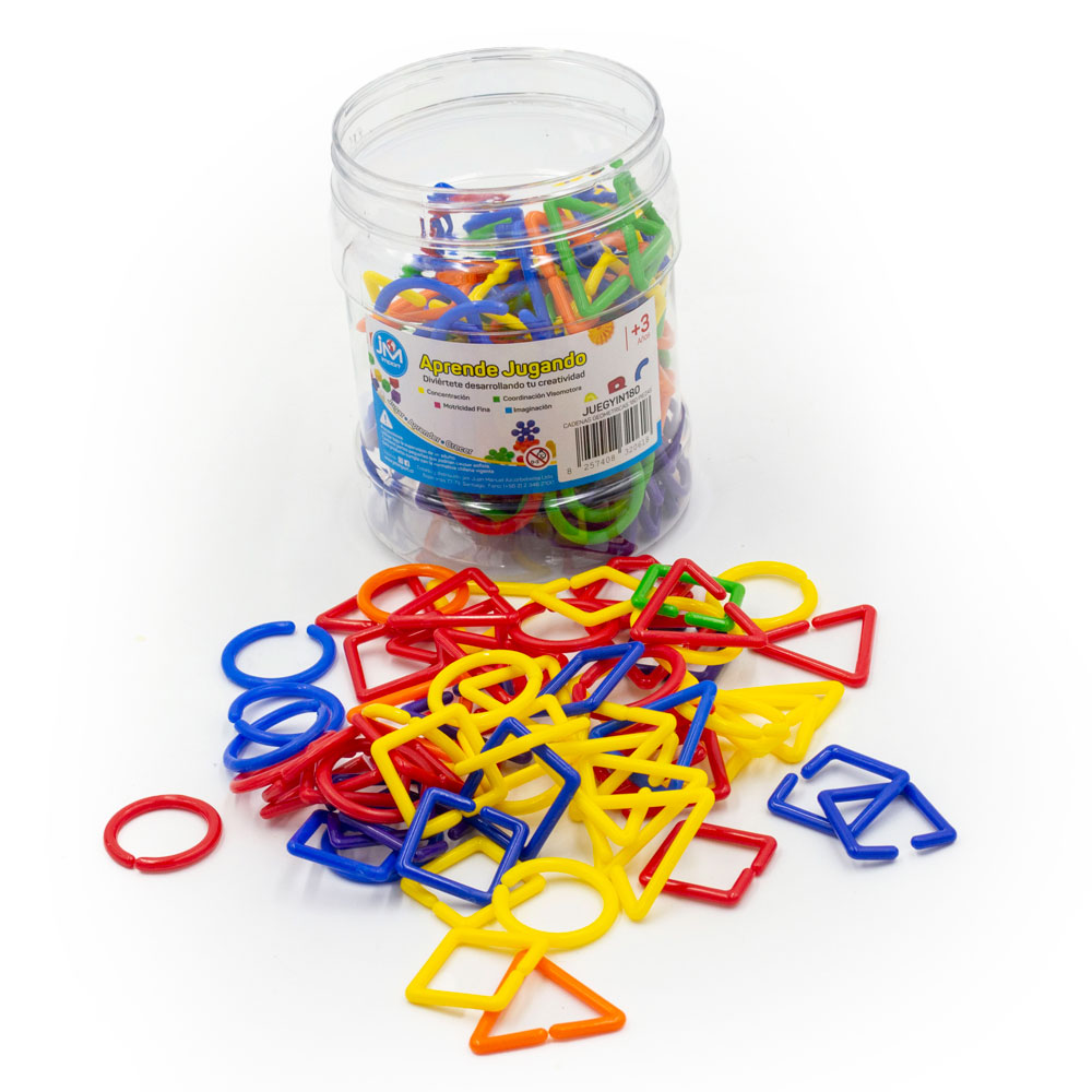 Cadenas de figuras geométricas. 180 piezas