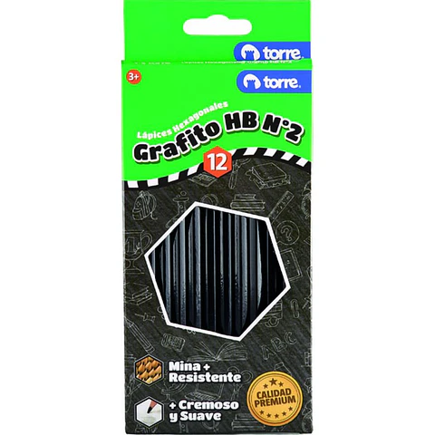 Lápiz Grafito Torre Hexagonal HB N°2 Caja de 12Un