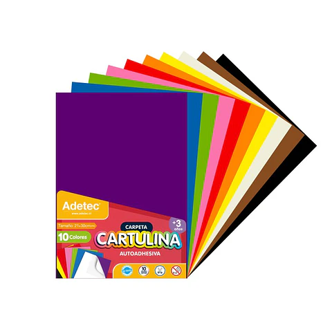 Cartulina Color Adetec A4 Adhesiva 10 Colores