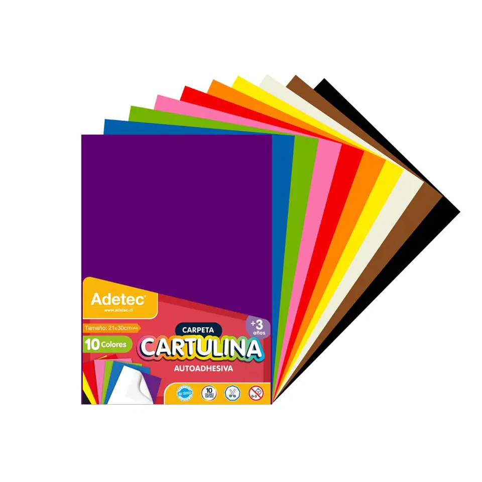Cartulina Color Adetec A4 Adhesiva 10 Colores 1