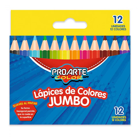 Lápices de Colores Proarte Jumbo Hexagonal 12 Unidades
