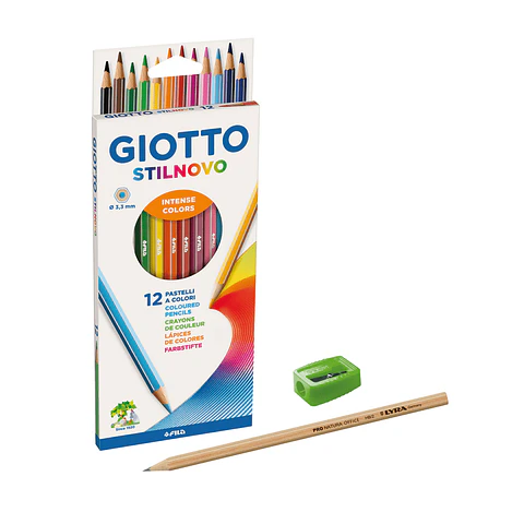 Lápices De Color Giotto 12 Unidades + Lápiz Grafito + Sacapunta