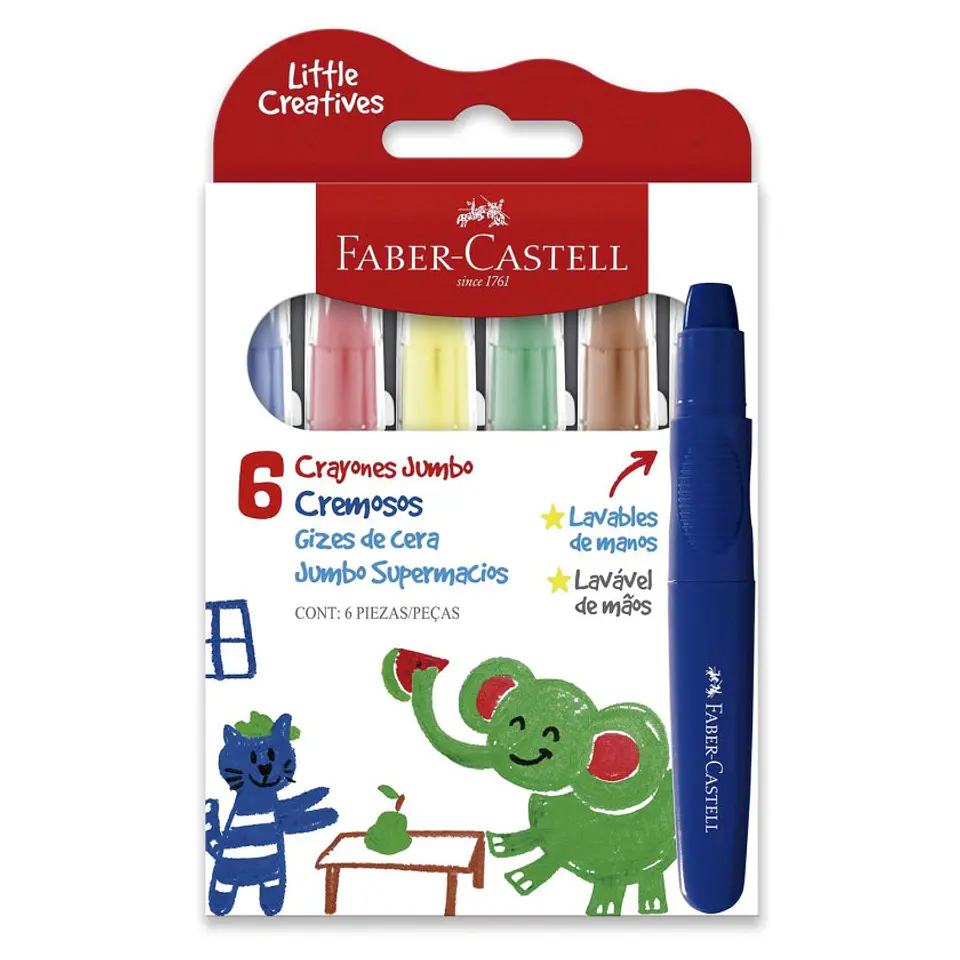 Lápiz Crayon Faber Castell Jumbo Cremoso Little Creatives 6 Colores 1