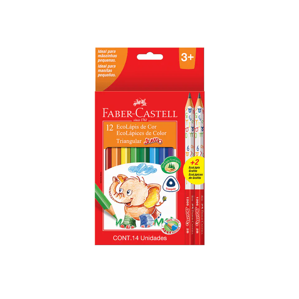 Lápices de Color Faber-Castell Triangular Jumbo 12 Colores 1