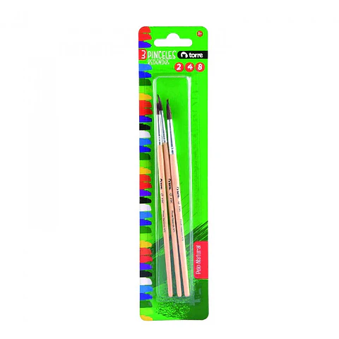 Pincel Torre Redondo N° 2-4-8 Set 3 Unidades