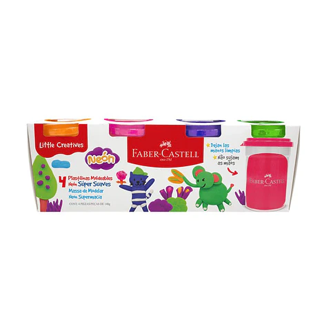 Masa para Modelar Faber Castell Little Creatives Neón Set de 4 Colores 140g