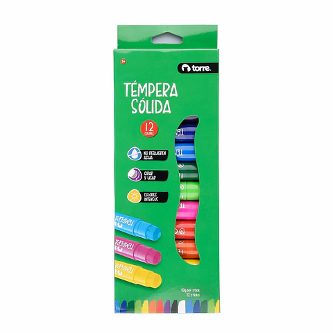 Témpera Torre Sólida 12 colores 10g Stick