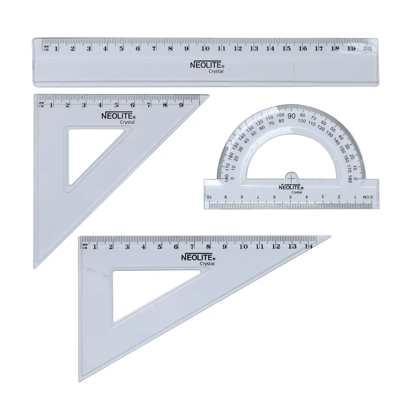 Set Geometría Neolite 4 Piezas Transparentes 20cm 2