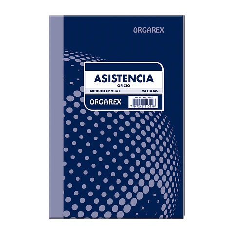 Libro Asistencia Orgarex 24 Hojas