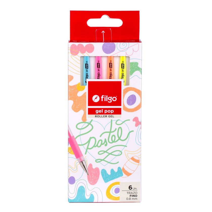 Lapices Filgo Gel Pop 6 Colores Pasteles