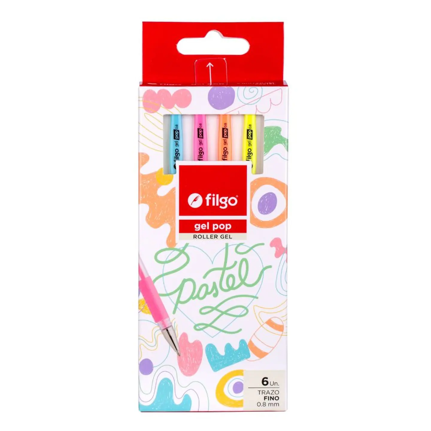 Lapices Filgo Gel Pop 6 Colores Pasteles 1