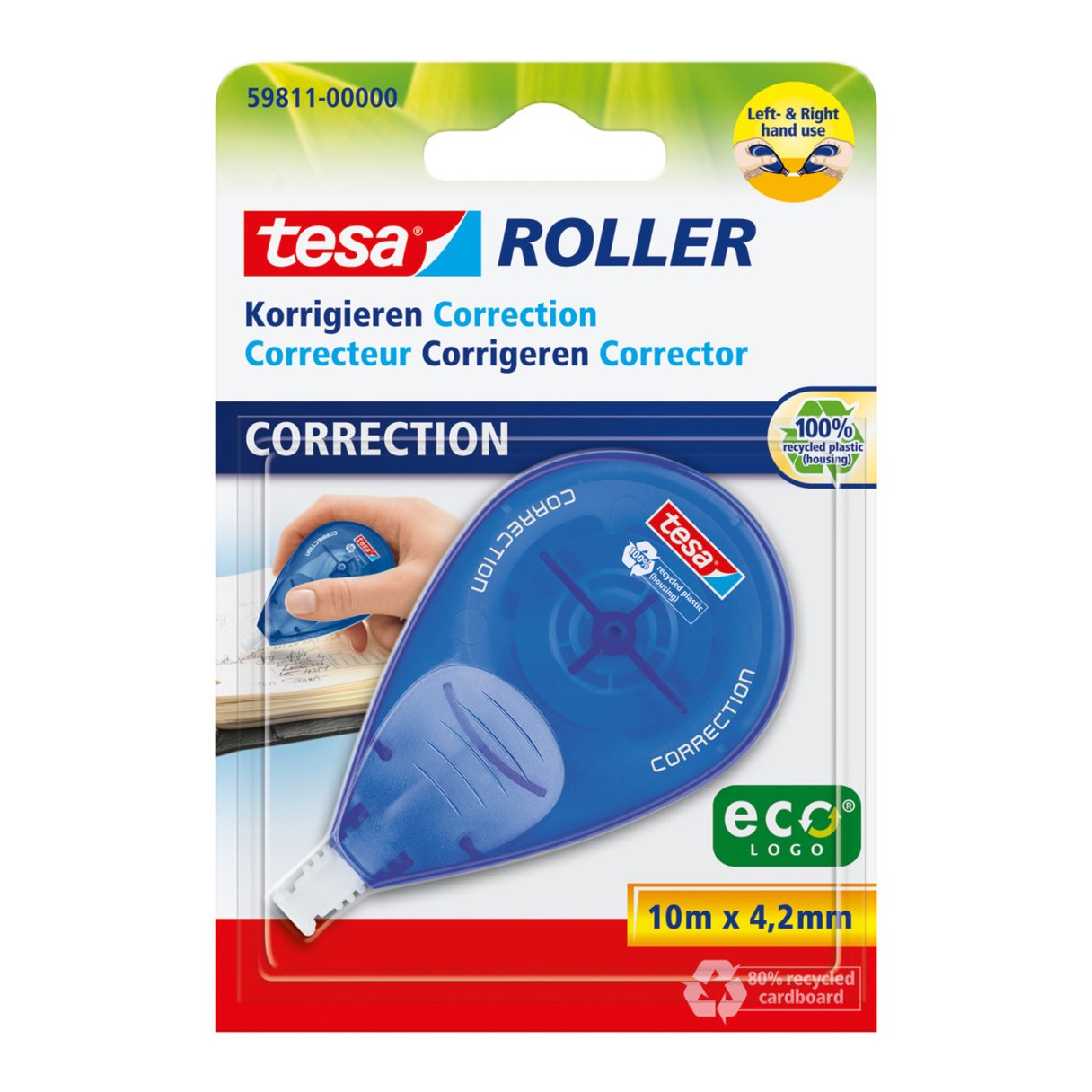 Corrector en Cinta Tesa Roller 4.2mm x 10m Ambidiestro