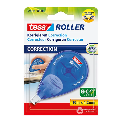 Corrector en Cinta Tesa Roller 4.2mm x 10m Ambidiestro