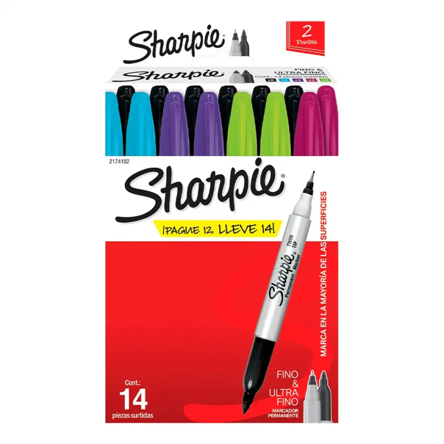 Marcador Multiuso Sharpie 12 Colores Surtidos + 2 Negro 1