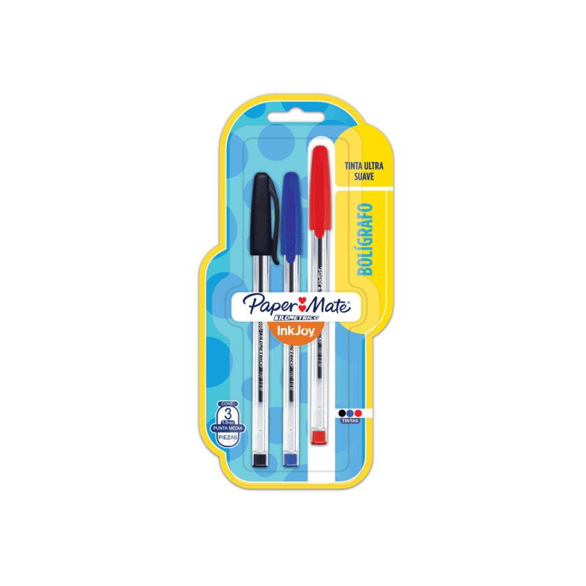 Lápiz Pasta Paper Mate Kilometrico Punta Media 1.0mm 3 Unidades