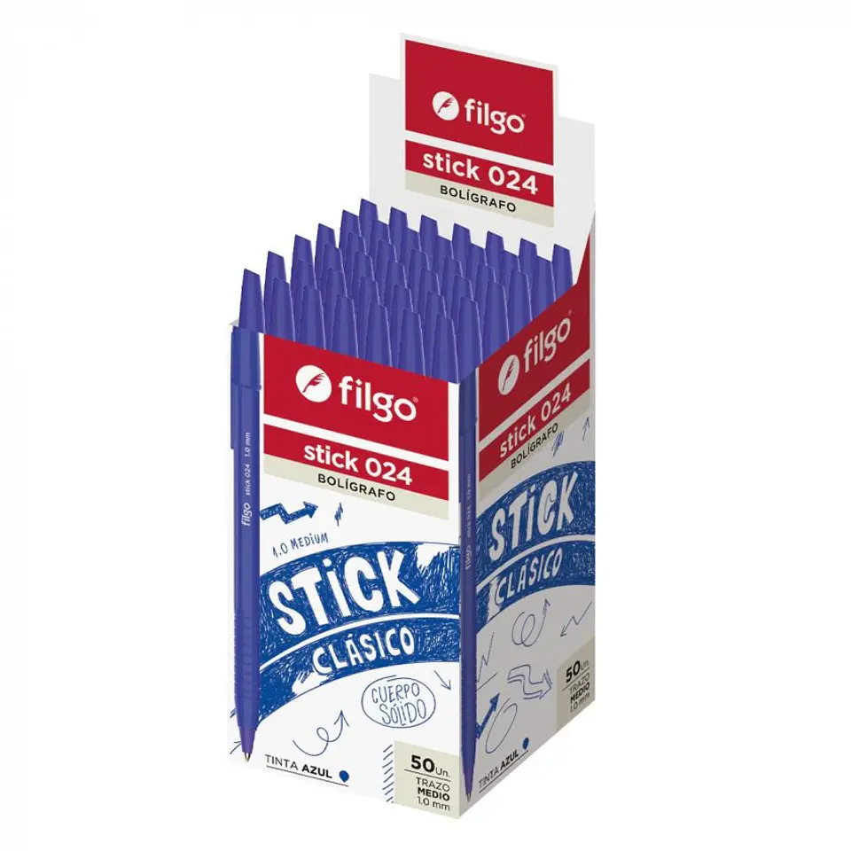 Lápiz Pasta Filgo Punta Media 1.0 mm Azul 50 Unidades 1