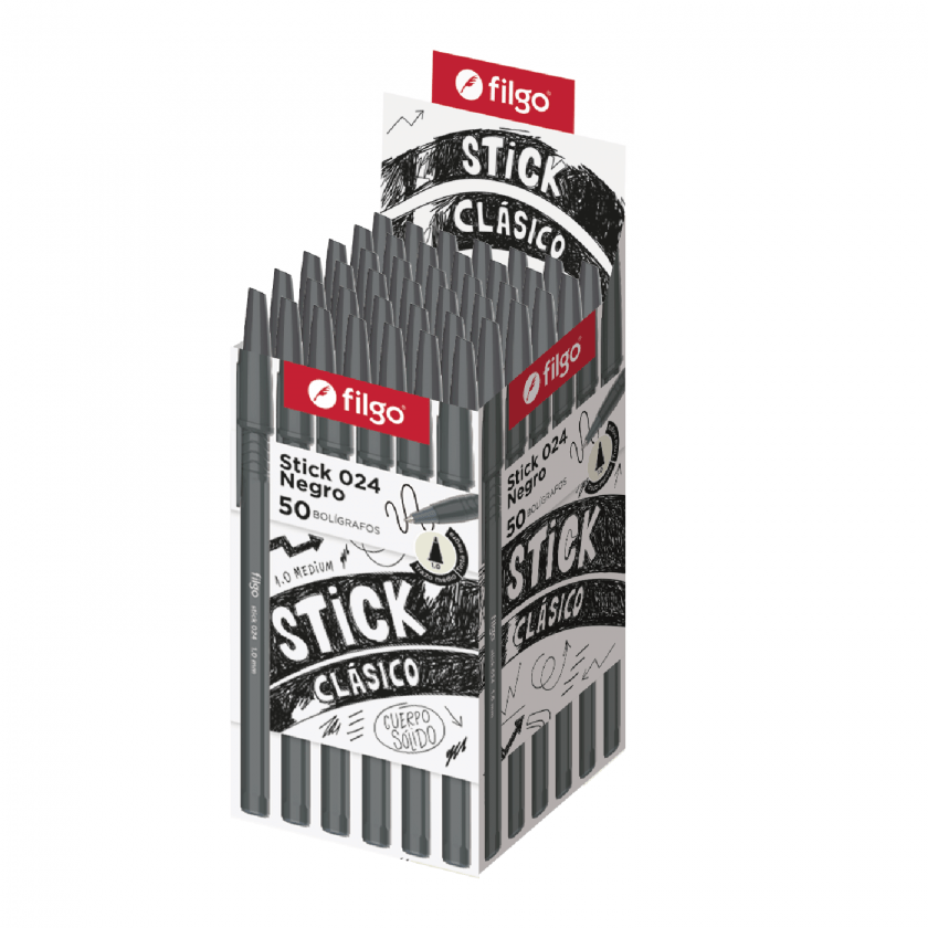 Lápiz Pasta Filgo Stick 024 1.0mm Negro 50 Unidades