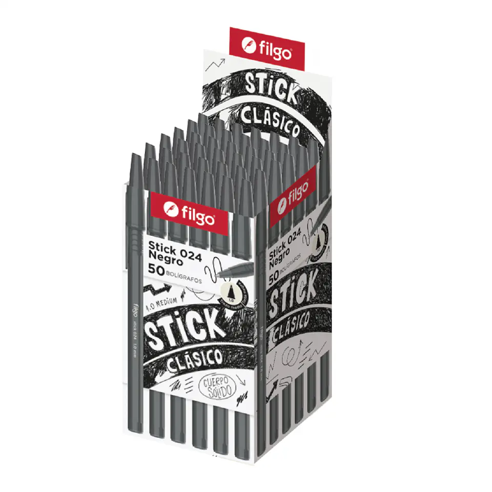 Lápiz Pasta Filgo Stick 024 1.0mm Negro 50 Unidades 1