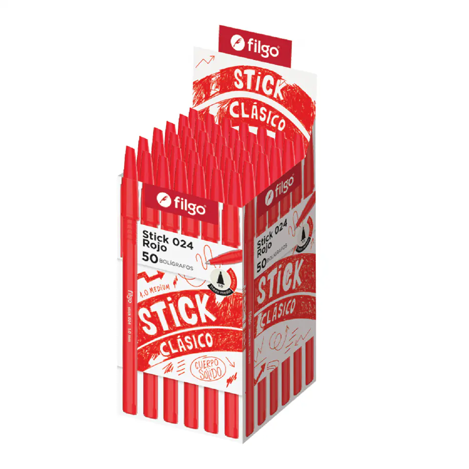 Lápiz Pasta Filgo Stick 024 1.0 mm Rojo 50 Unidades 1