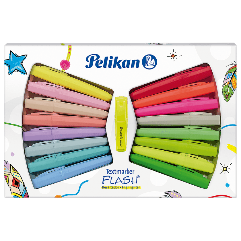 Destacador Pelikan Textmarker Flash Neón 16 Colores