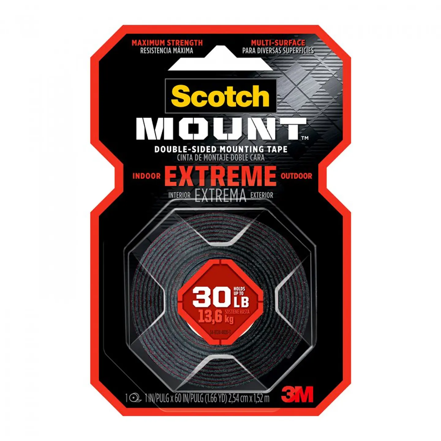 Cinta de Montaje 3M Scotch Doble Cara Extremo 2.54 cm*1.52mt 1