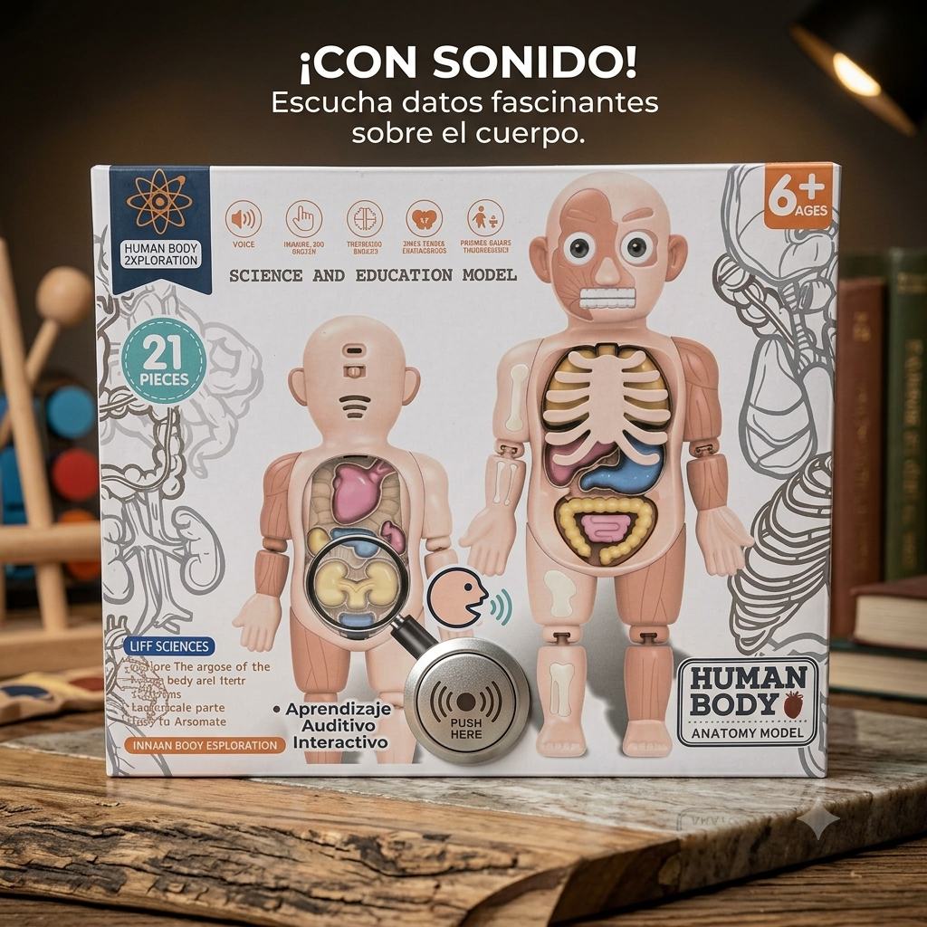 Molde del Cuerpo Humano Interactivo con Sonido – Human Body Anatomy Model (21 Piezas)