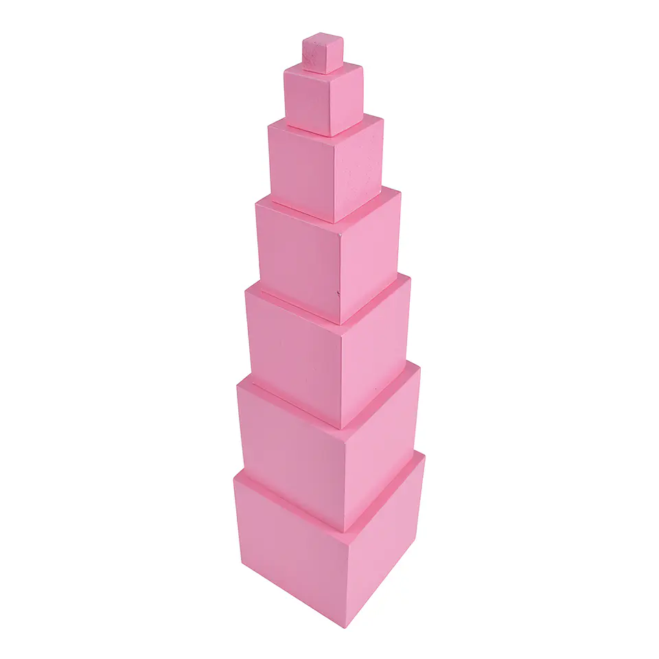 Torre de Cubo Rosa Madera Montessori 1