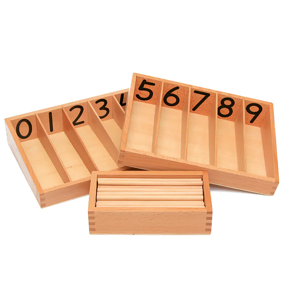 Caja Husos de Madera 0 - 9 Montessori  1