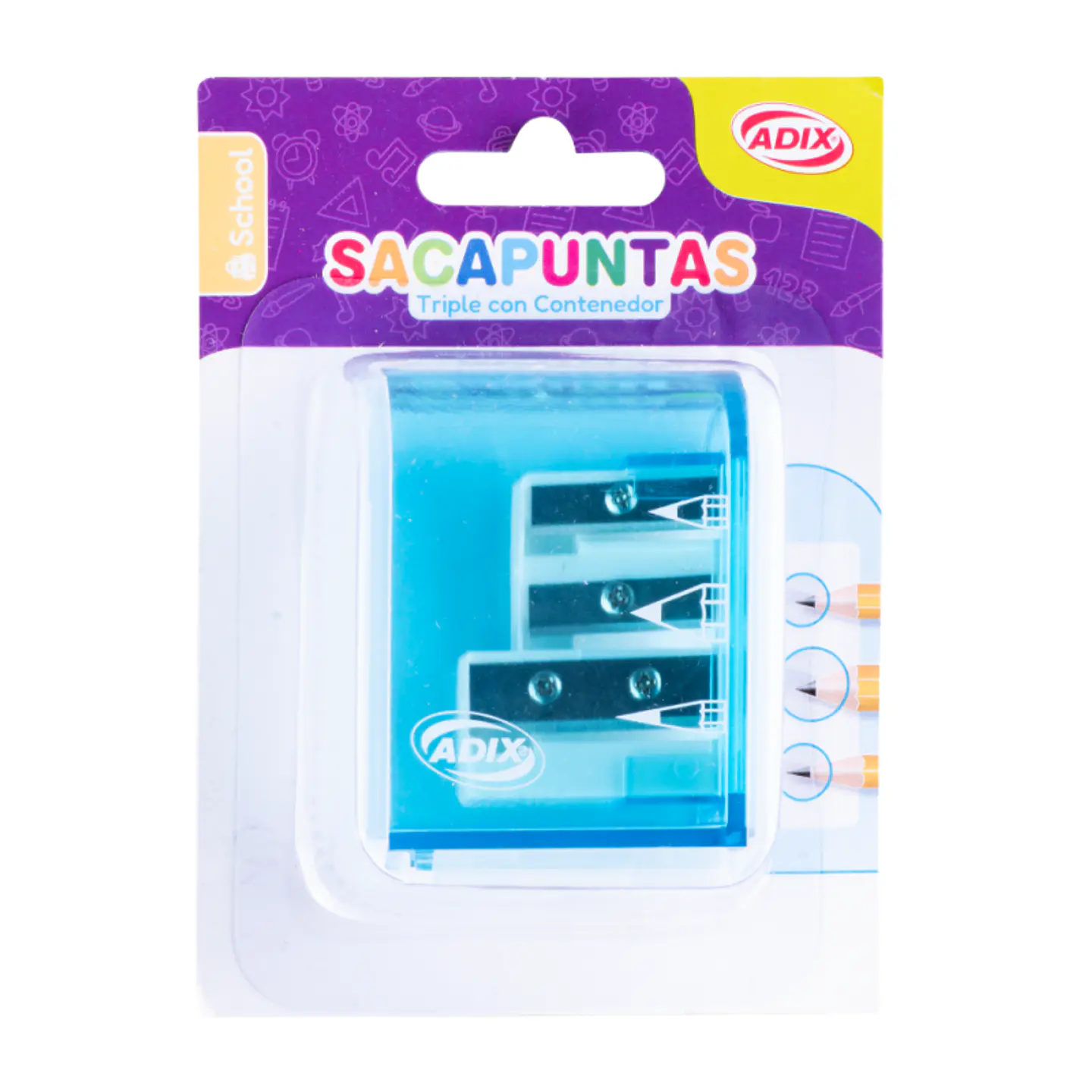 Sacapunta Triple c/Contenedor ADIX 1