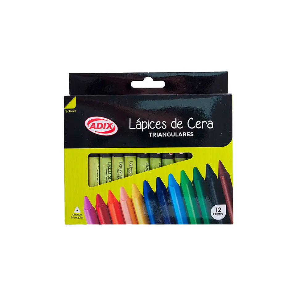 Lápiz Cera Triangular 12 Colores ADIX 1