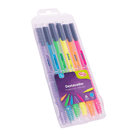 Destacador c/Caja Plástica 6 Colores ADIX