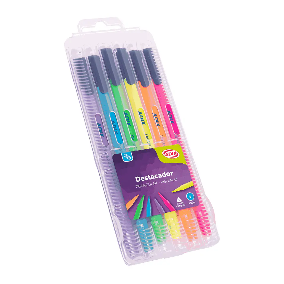 Destacador c/Caja Plástica 6 Colores ADIX 1