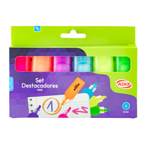 Set Destacador Mini 6 Colores ADIX