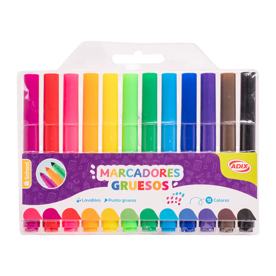 Marcador Jumbo 12 Colores ADIX 1