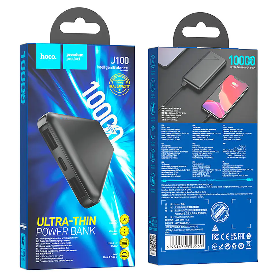 Cargador Portátil Power Bank HOCO J100 10000mAh 3