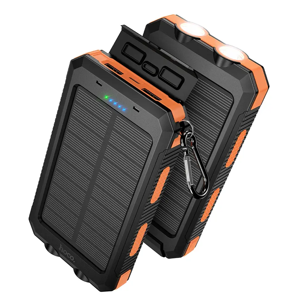 Cargador Portátil Power Bank Solar HOCO J164 con Doble Linterna LED 8000 mAh 1