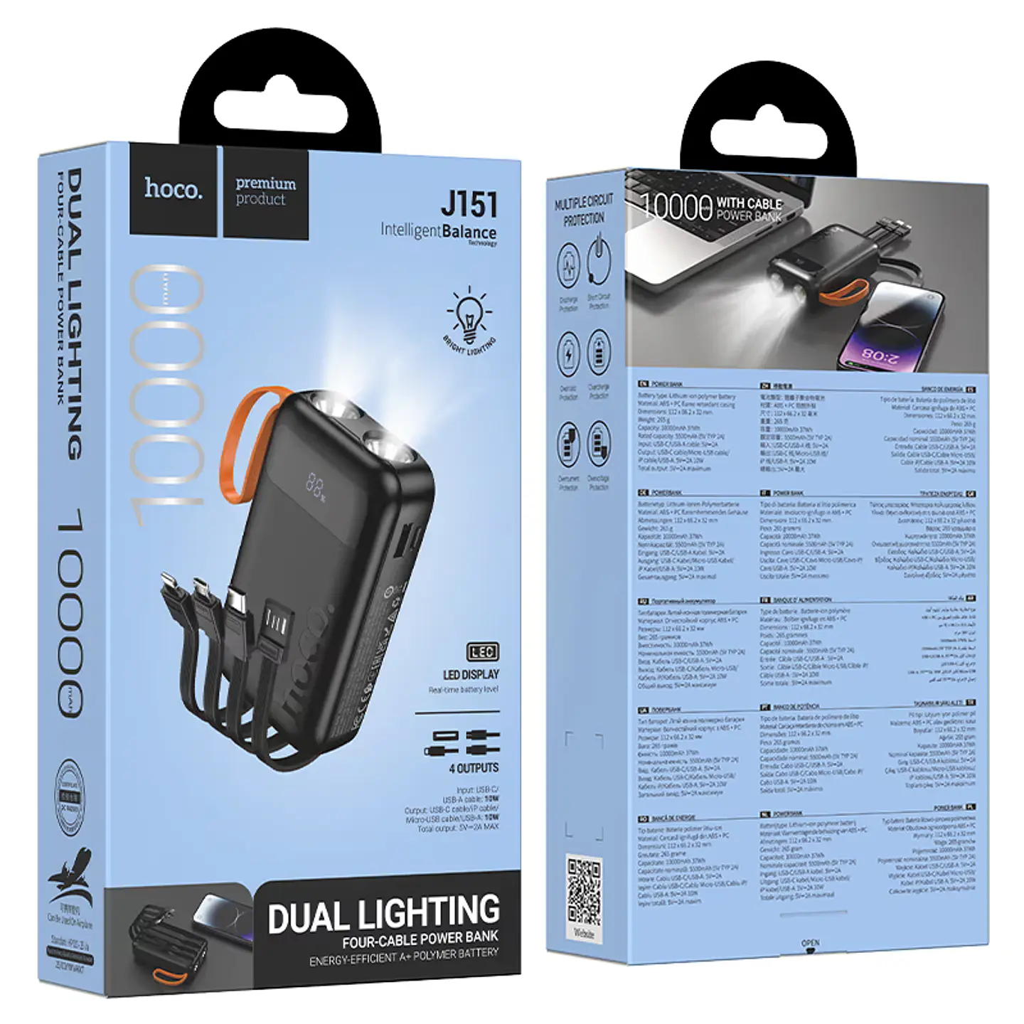 Cargador Portátil Power Bank Linterna HOCO J151 10W 10000 mAh 3