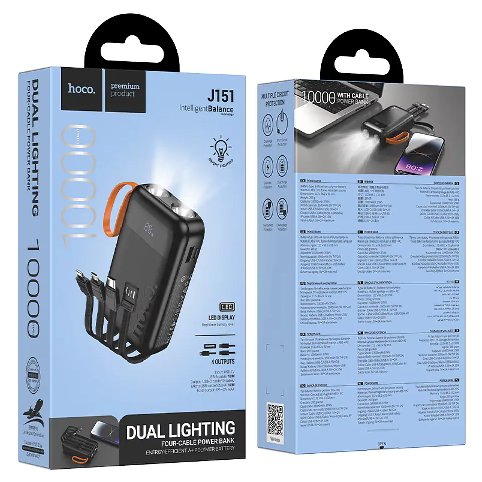 Cargador Portátil Power Bank Linterna HOCO J151 10W 10000 mAh 3