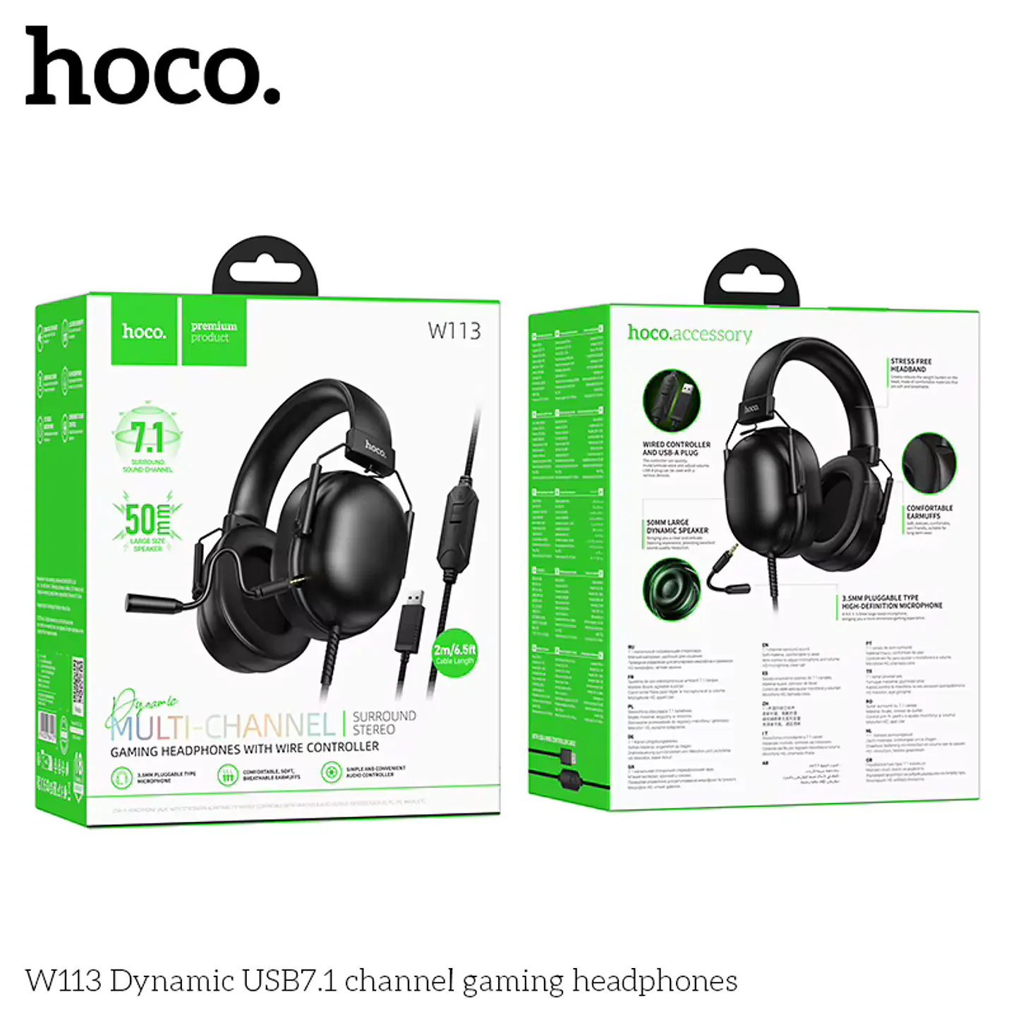 Audífonos Gamer Over-Ear USB HOCO W113 con Sonido Envolvente 7.1  3