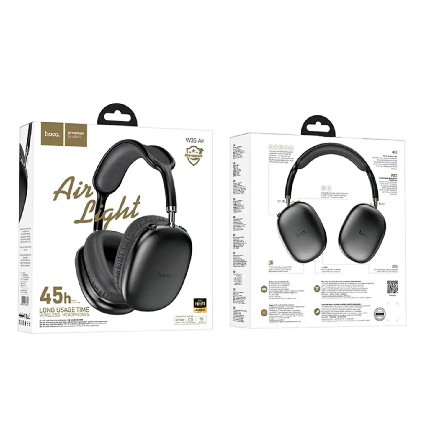 Audífonos Inalámbricos Over-Ear HOCO W35 Negro Acabado Metálico  2
