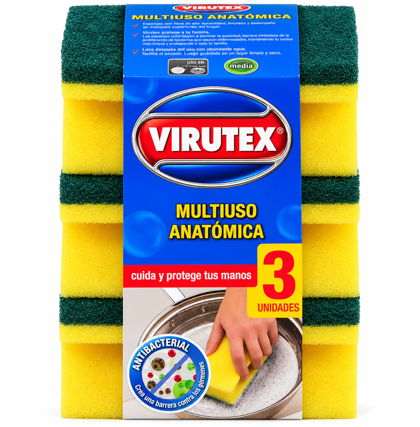 Esponjas acanaladas Virutex Clásica – 3 unidades 1