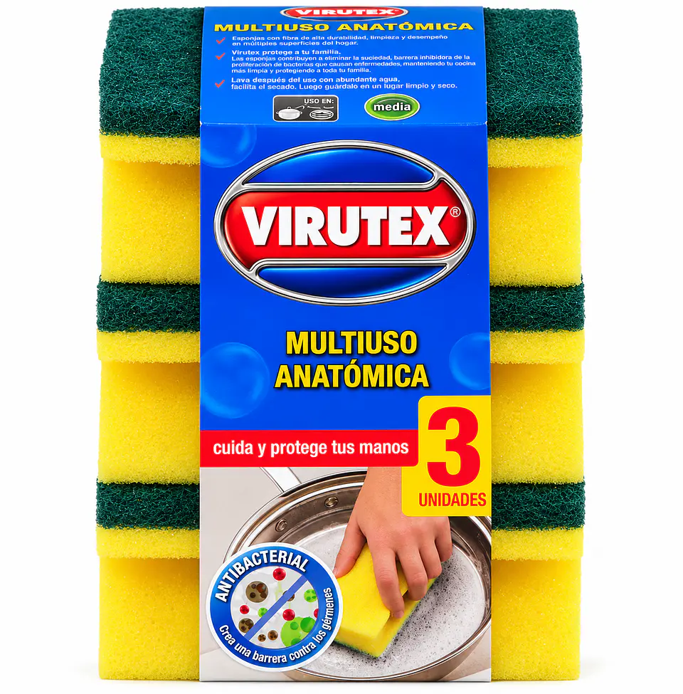 Esponjas acanaladas Virutex Clásica – 3 unidades 1