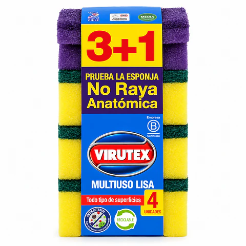 Esponjas lisas multiuso Virutex – 4 unidades