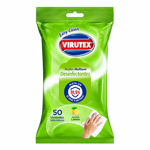 Paños desinfectantes Virutex Limón – 50 unidades