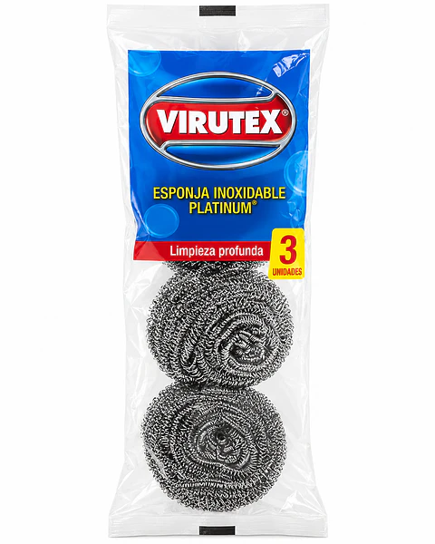 Esponja inoxidable Virutex Platinum – 3 unidades